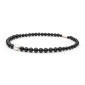 Colier cu onix negru si perla naturala edison cu argint placat cu aur roz DiAmanti 214-35-G